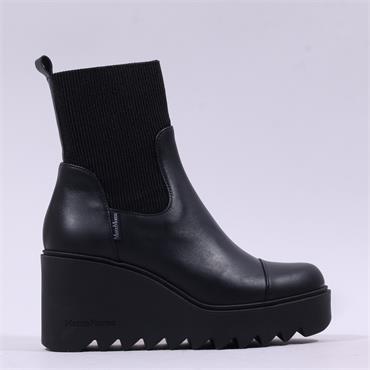 Marco Moreo Liege Stretch Cuff Wedgeboot - Black Leather